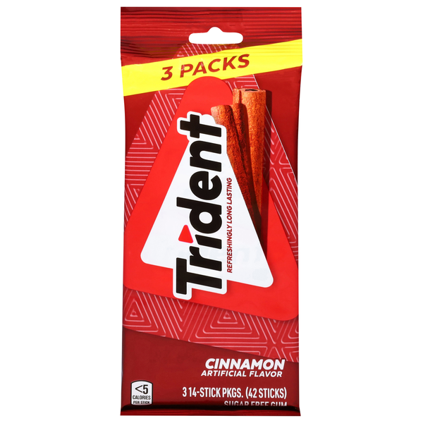 Gomme à mâcher Trident sans sucre à la cannelle - 3 paquets