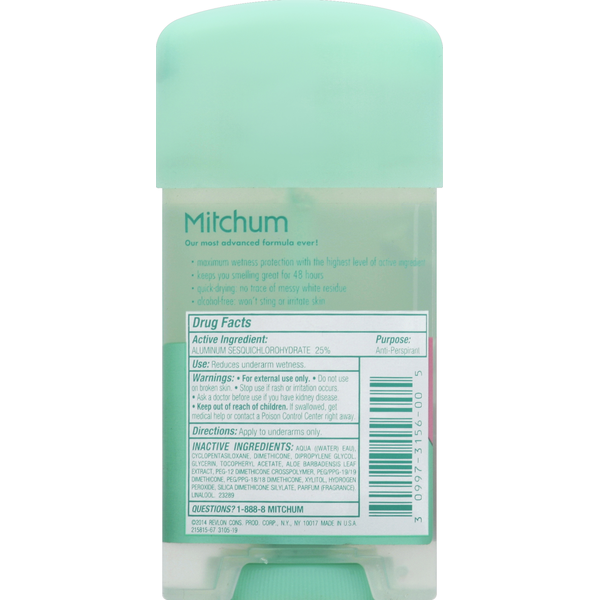 Déodorant et anti-transpirant en gel Mitchum pour femmes - Fraîcheur en poudre