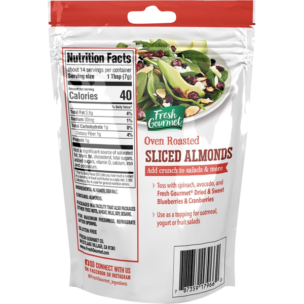 Amandes tranchées rôties au four Fresh Gourmet