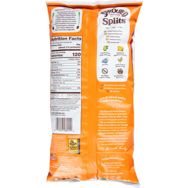 Pretzels Orgánicos Germinados Unique Snacks - Sabor Original