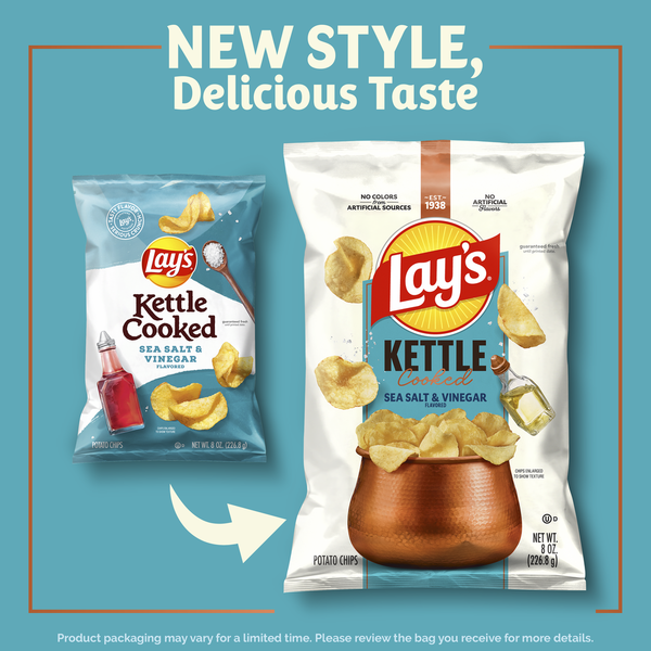 Lay's Kettle Cooked Potato Chips - Sea Salt & Vinegar