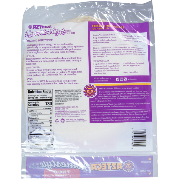 Azteca Homestyle Taco Size Flour Tortillas