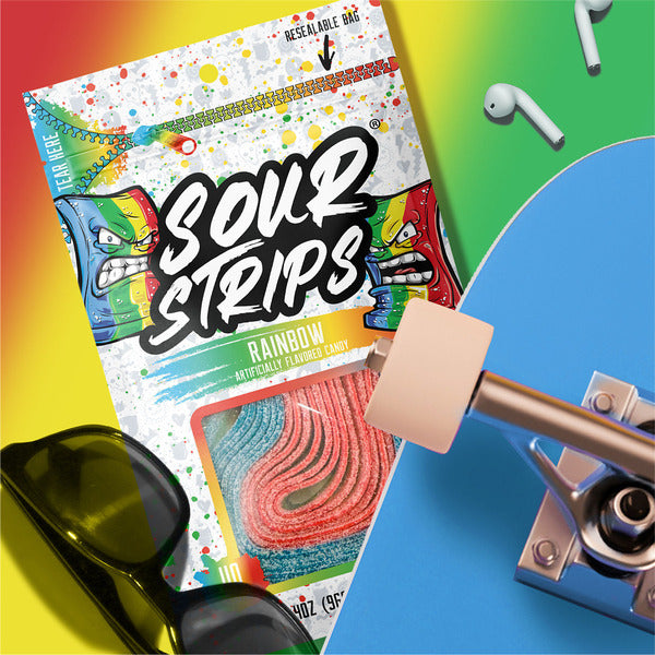 SOUR STRIPS Bonbons Chewy Saveur Arc-en-Ciel - 3.4 oz