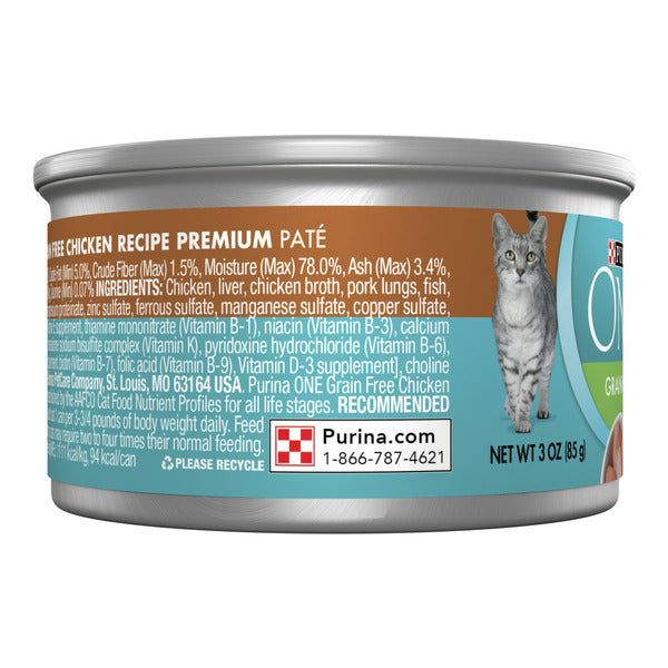 Purina ONE Natural Grain Free Wet Cat Food Pate - Chicken Recipe