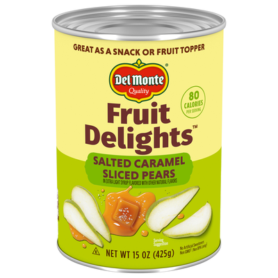 Del Monte Salted Caramel Sliced Pears in Extra Light Syrup
