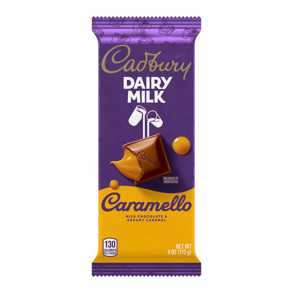 Barre de chocolat Cadbury Dairy Milk Caramello, 4 oz