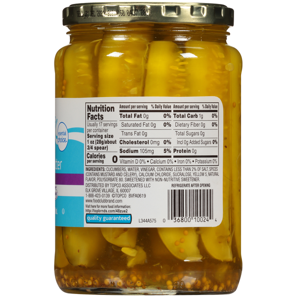 Food Club Cornichons au Pain et Beurre sans Sucre Ajouté