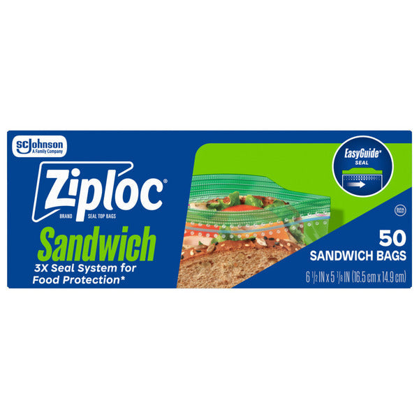Bolsas de Sándwich Ziploc con Textura EasyGuide™ y Tecnología Grip ’n Seal™