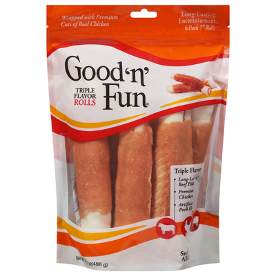 Good 'n' Fun Triple Flavor Dog Snacks Rolls