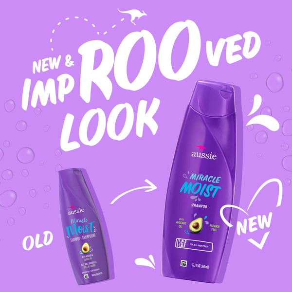 Champú Aussie Miracle Moist sin parabenos con aguacate y jojoba