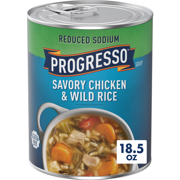 Soupe de poulet savoureuse et riz sauvage Progresso