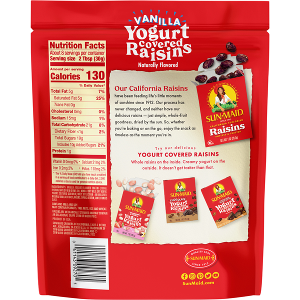 Pasas Cubiertas de Yogur de Vainilla Sun-Maid