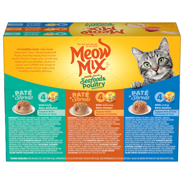 Meow Mix Pate & Shreds Seafood & Poultry Variety Wet Cat Food