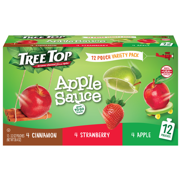 Paquete de Variedad de Salsa de Manzana Tree Top - Canela, Fresa y Manzana