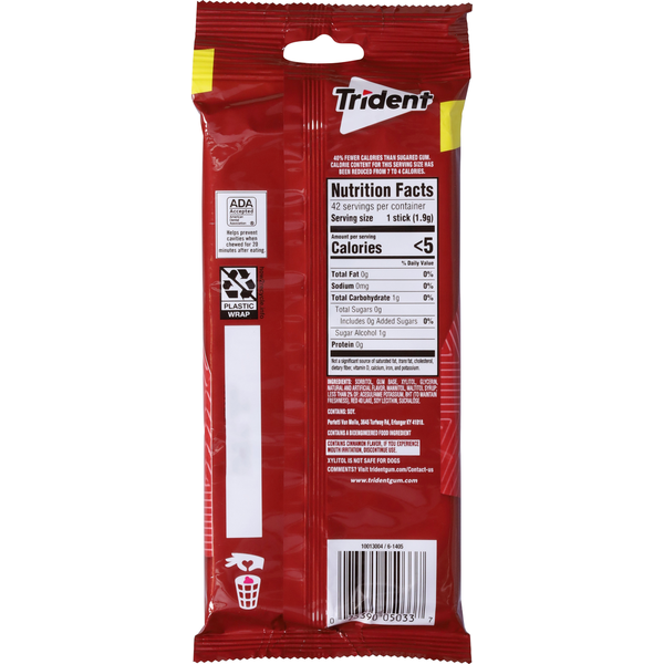 Gomme à mâcher Trident sans sucre à la cannelle - 3 paquets