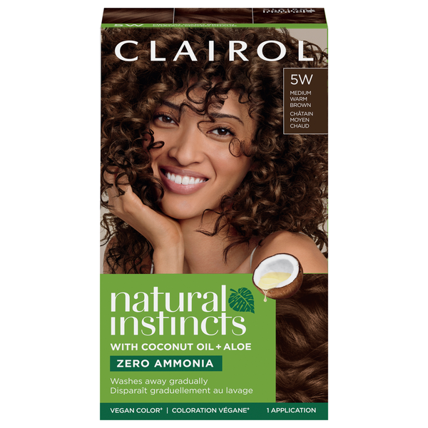 Clairol 5W Brun Moyen Chaud Végétalien Couleur de Cheveux avec Huile de Noix de Coco