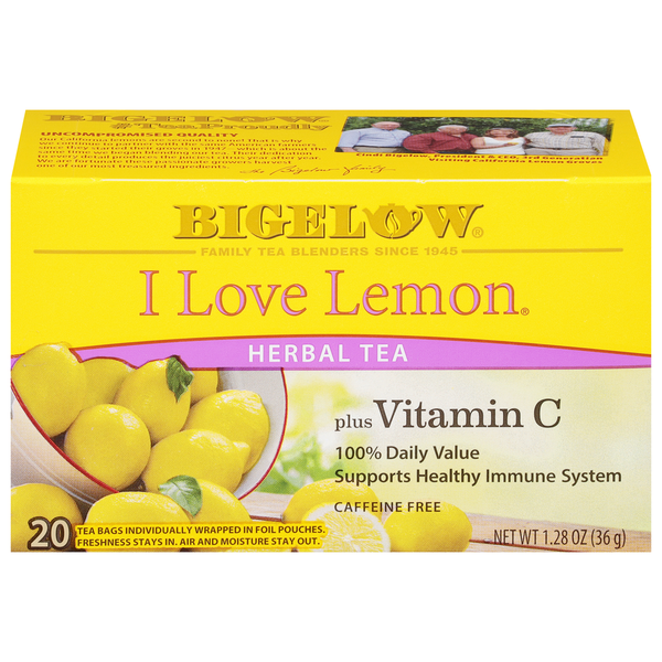 Bigelow I Love Lemon Té de Hierbas con Vitamina C - Sin Cafeína