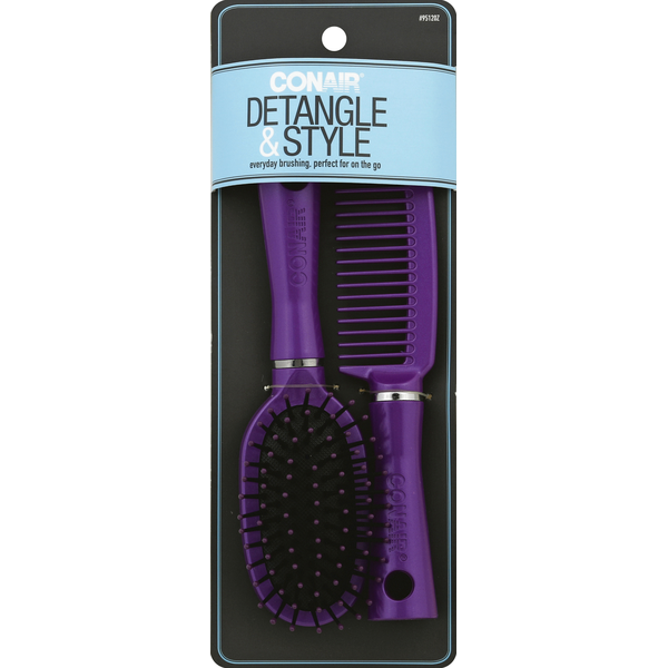 Conair Mid-Size Cushion Brush and Comb Set for Effortless Styling
