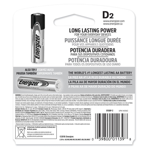 Energizer D Cell Alkaline Batteries - Reliable Power Source