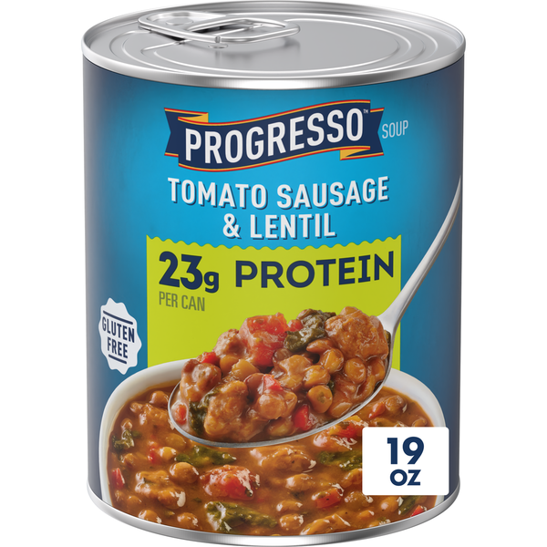 Soupe de tomates, saucisse et lentilles Progresso Protein - Sans gluten