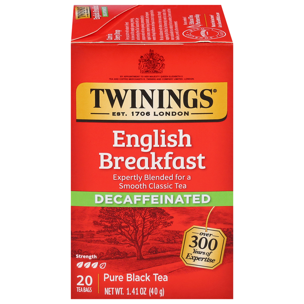 Sachets de thé noir décaféiné English Breakfast de Twinings