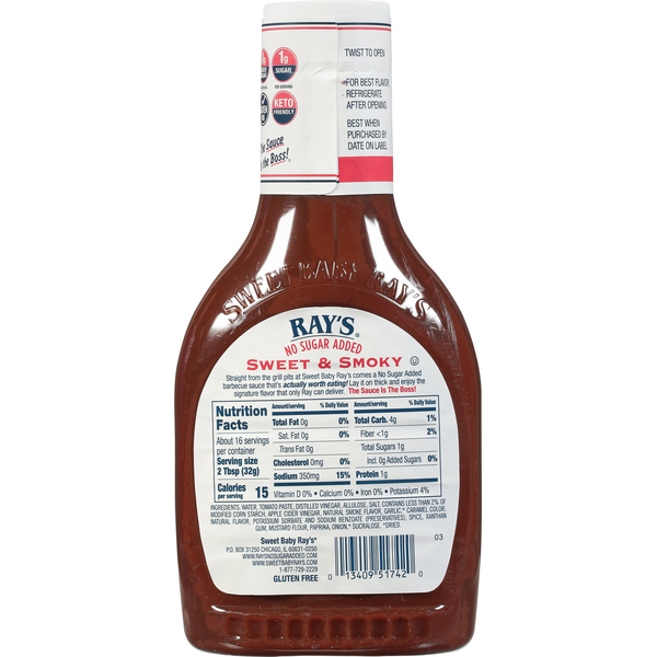 Salsa Barbacoa Dulce y Ahumada Sin Azúcar Añadido de Ray