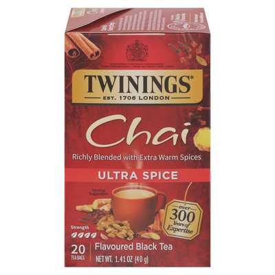 Té Negro Aromatizado Twinings, Chai, Ultra Especias, Bolsitas de Té