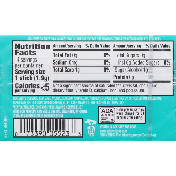 Trident Sugar Free Gum - Minty Sweet Twist