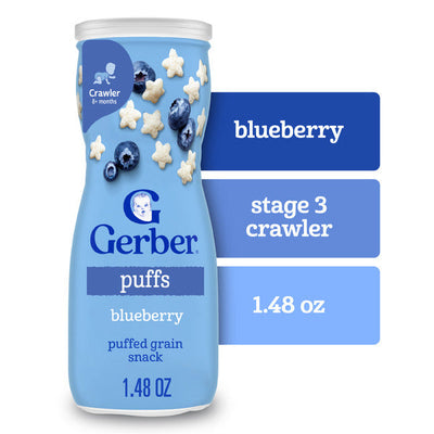 Gerber Stage 3 Blueberry Puffs - Puffed Grain Snack
