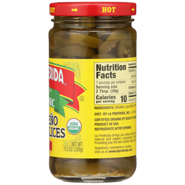 Tranches de Jalapeño Nacho Bio La Preferida, Épicées
