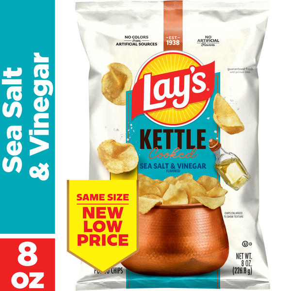 Lay's Kettle Cooked Potato Chips - Sea Salt & Vinegar