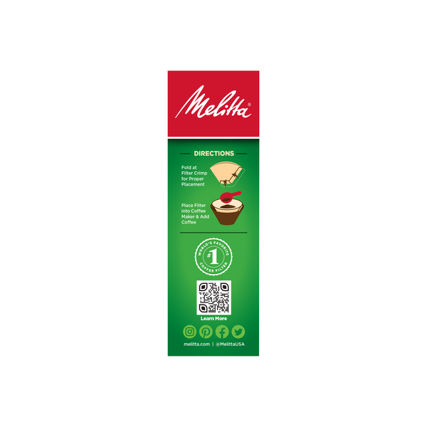 Filtros de café Melitta #2 en cono de papel marrón natural