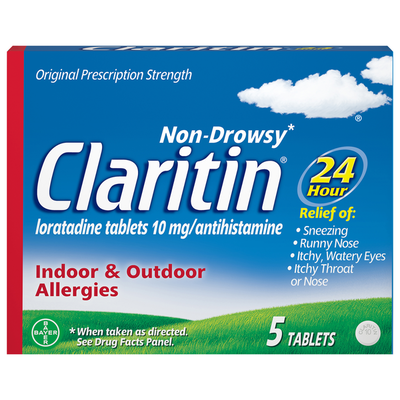 Comprimés d'allergie Claritin 24 heures sans somnolence