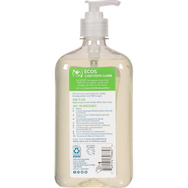 Savon Mains Ecos - Parfum de Citronnelle Rafraîchissant
