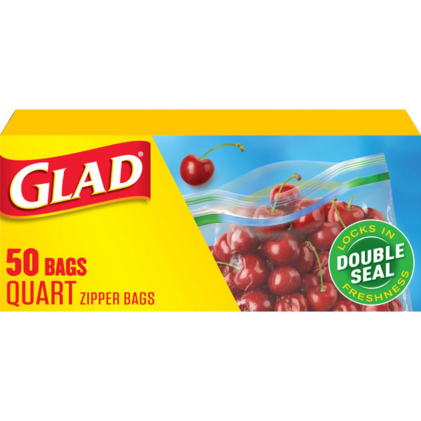 Bolsas de Plástico para Almacenamiento de Alimentos Glad con Cierre, Cuart