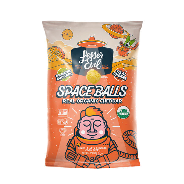 Billes de l'espace LesserEvil avec du vrai fromage