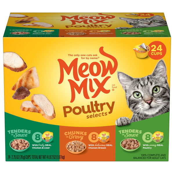 Sélections de volaille Meow Mix, nourriture humide pour chat