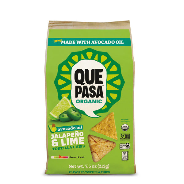 Que Pasa Chips Tortilla à l'huile d'avocat, jalapeño et lime