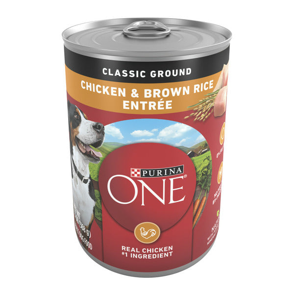 Purina ONE Classic Ground Chicken et Riz Brun Entrée pour Chiens