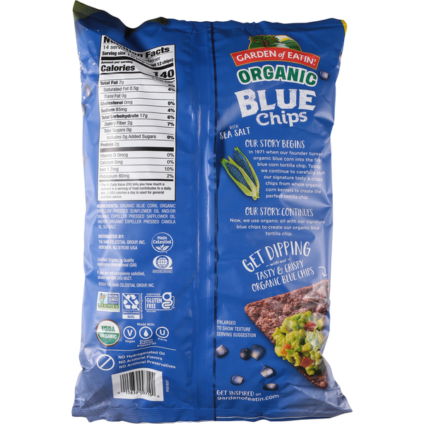 Chips de Tortilla de Maíz Azul Orgánico con Sal Marina de Garden of Eatin'