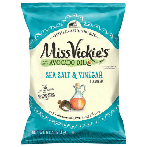Chips de pomme de terre Miss Vickie's cuits à la casserole - Sel de mer et vinaigre