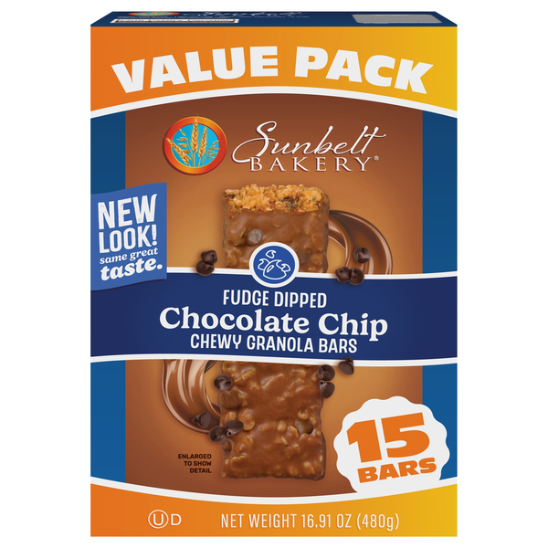 Paquete de Valor de Barras de Granola de Chocolate con Chips y Baño de Fudge de Sunbelt Bakery