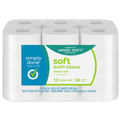 Papel higiénico Simply Done Soft de 2 capas y rollos triples