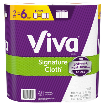 Serviettes en tissu Viva Signature, Choisissez une feuille, Rouleaux triples, 1 épaisseur