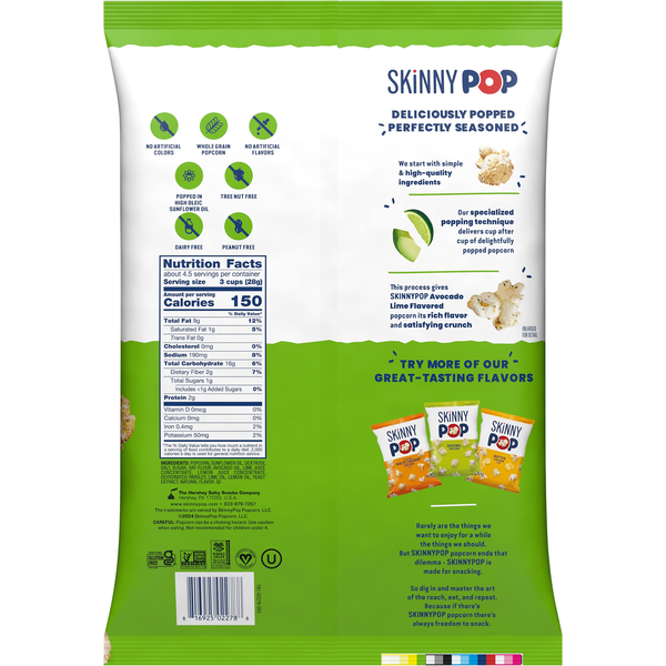 Popcorn SkinnyPop au goût avocat et citron vert