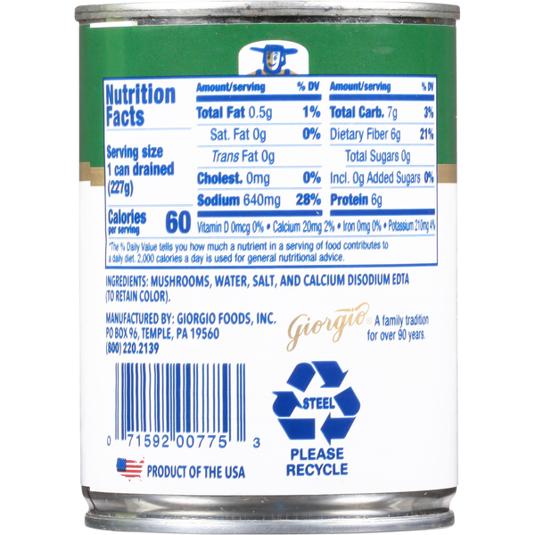 Pennsylvania Dutchman Canned Mushrooms, Pieces & Stems