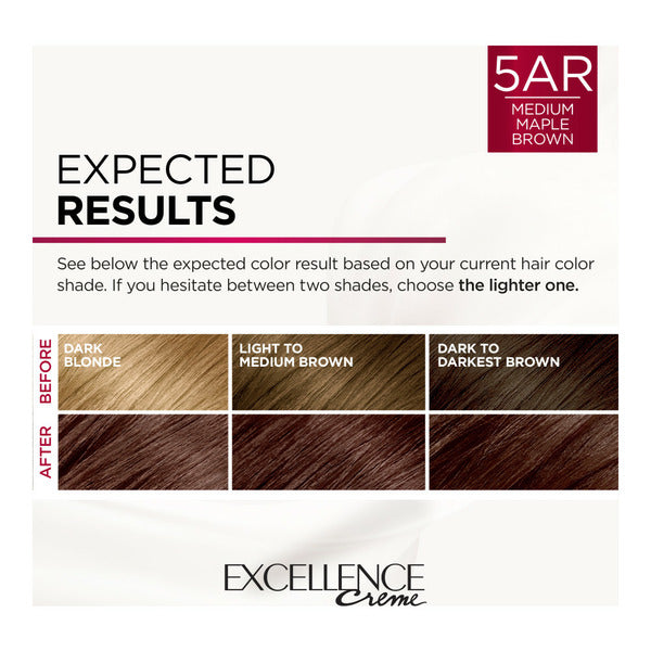 L'Oreal Creme Permanent Triple Care Hair Color, 5AR Medium Maple Brown