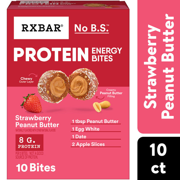 RXBAR Protein Energy Bites - Mantequilla de Cacahuate y Fresa, 10 Unidades