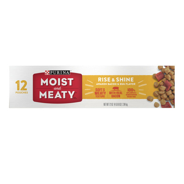 Purina Moist & Meaty Rise and Shine Saveur Bacon et Oeuf Poches de Nourriture pour Chiens