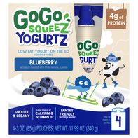 GoGo Squeez Yogurtz, faible en gras, myrtille